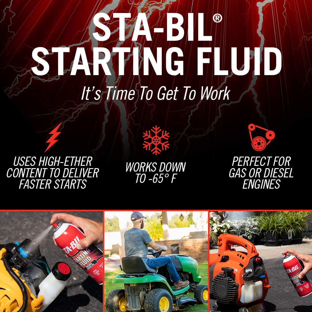 Lawnmowers and snowblowers compatible STA-BIL starting fluid