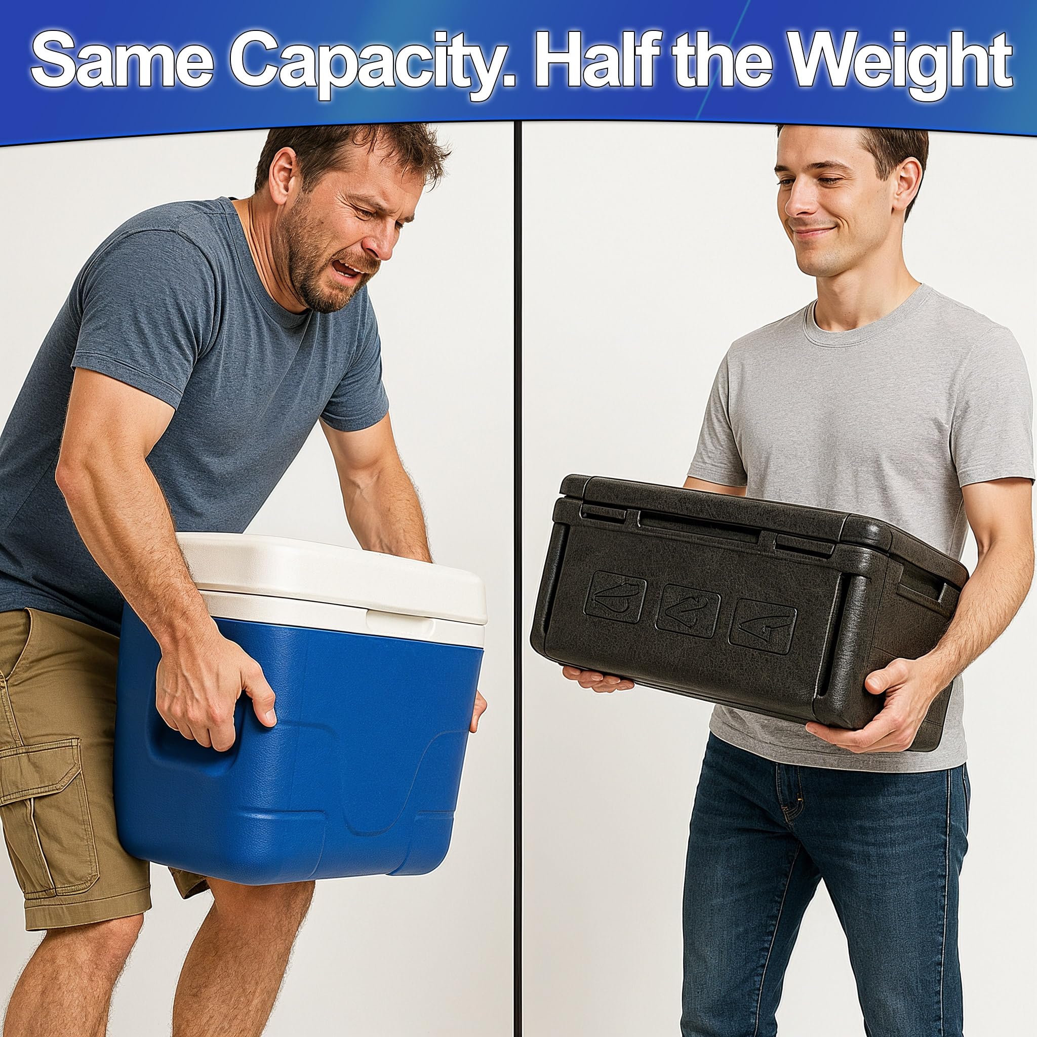 Stackable foam cooler with lid closed
