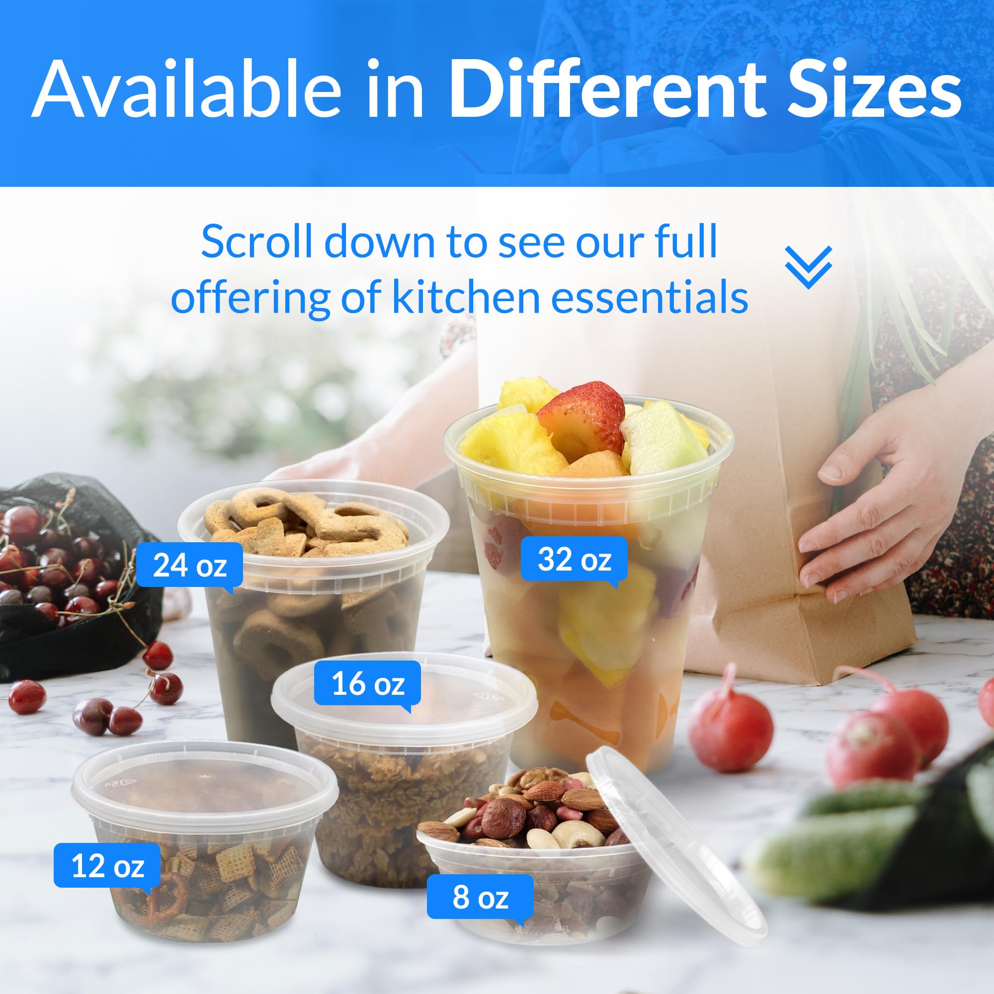 Deli containers with lids suitable for takeout and meals