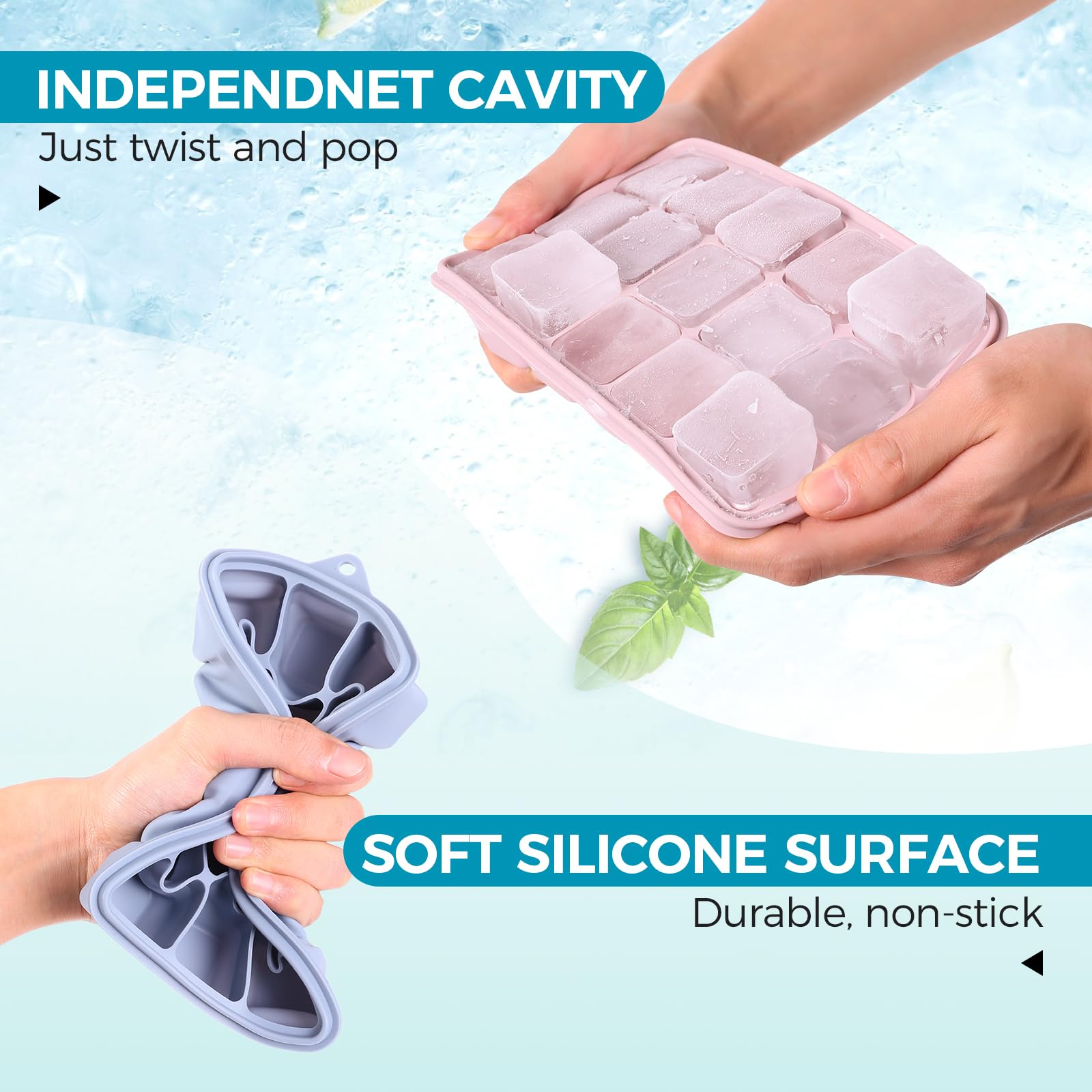 Stackable ice trays with lids for organized freezer