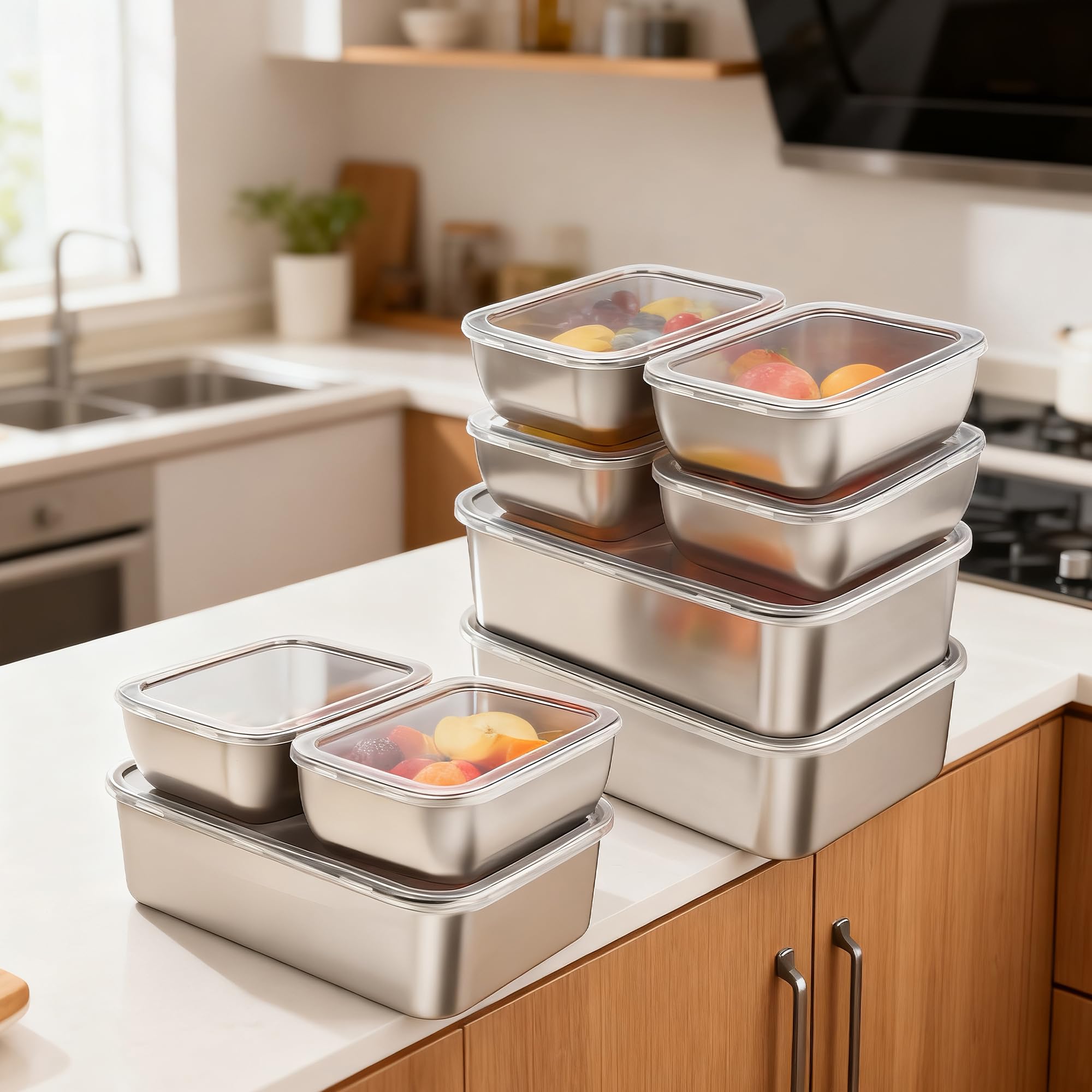 Stackable and space-saving MQXYSDLY kitchen containers