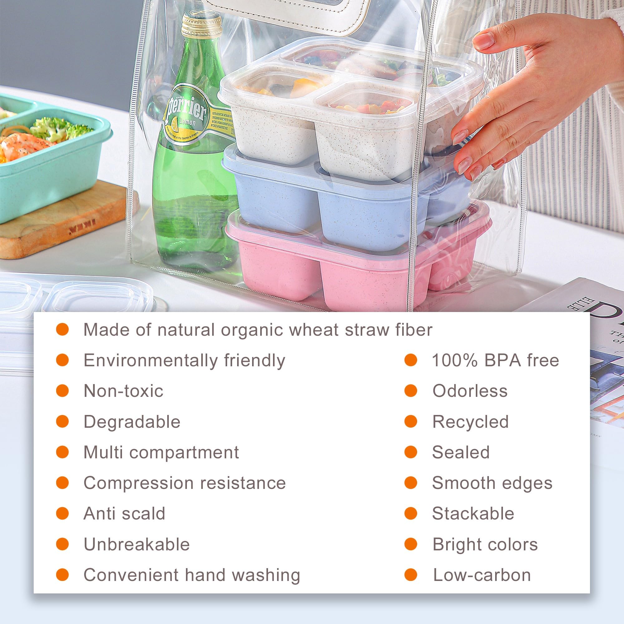Each container measures 6.1 by 6.1 by 2.2 inches