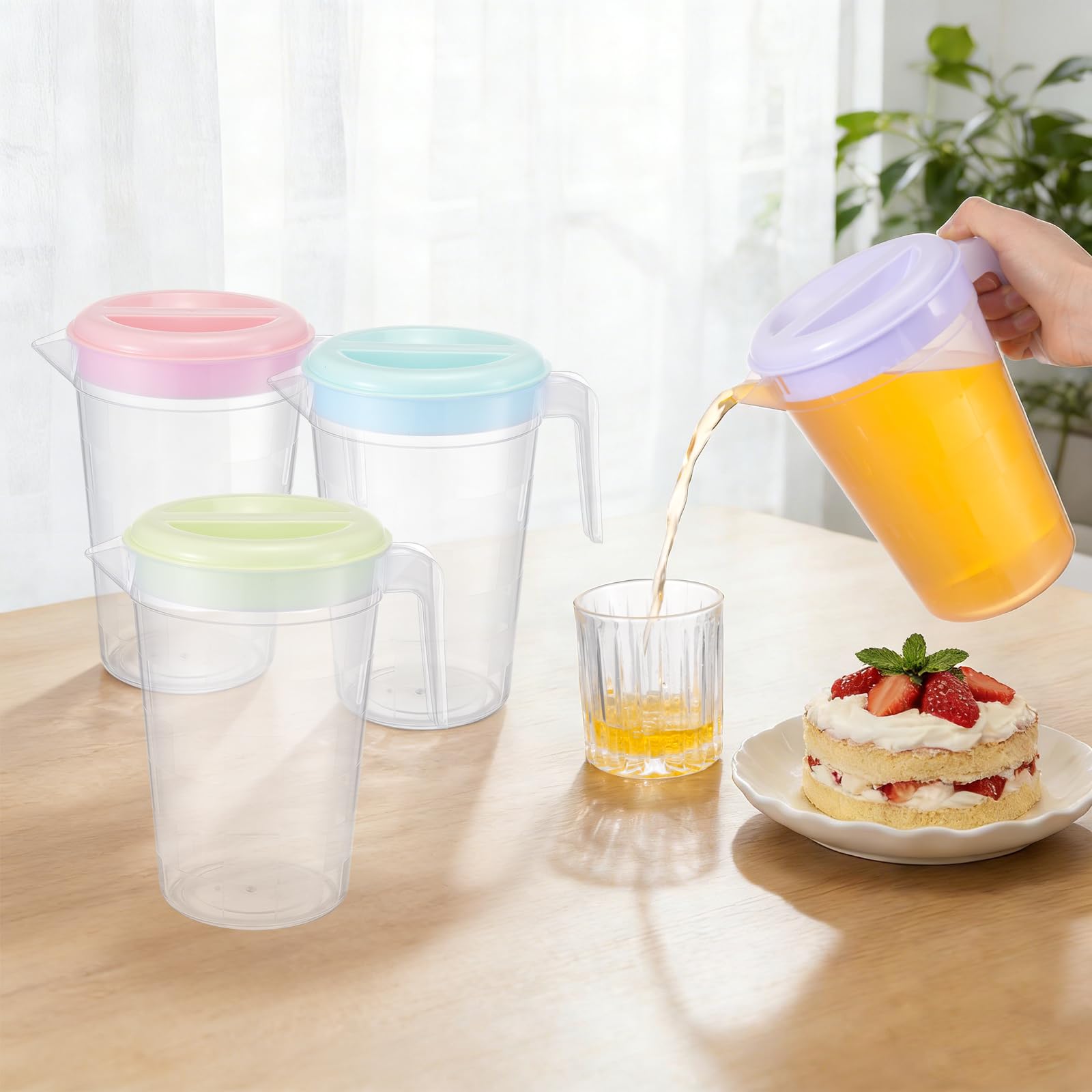 Dishwasher-safe plastic pitchers suitable for water and iced tea