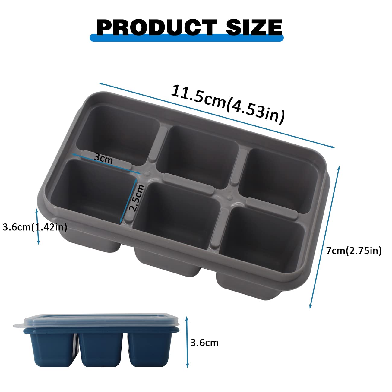 Reusable silicone ice cube trays for freezer use
