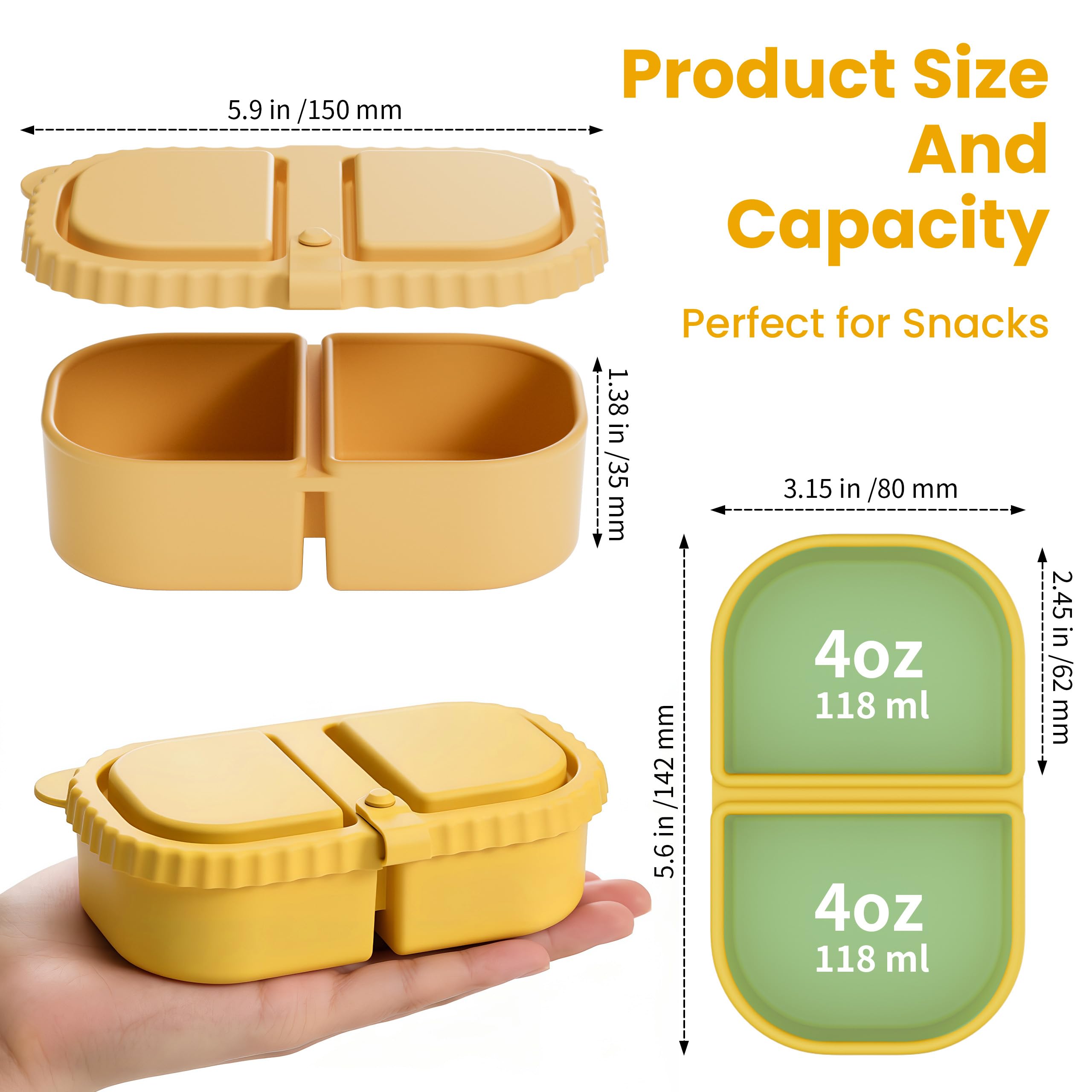 Stackable compact silicone snack containers for on-the-go