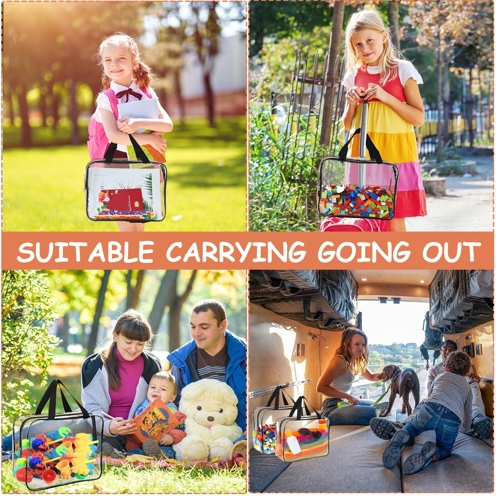 Portable toy organizer bags for travel and classroom use
