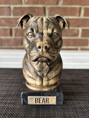6 inches tall Staffordshire Bull Terrier bust dimensions