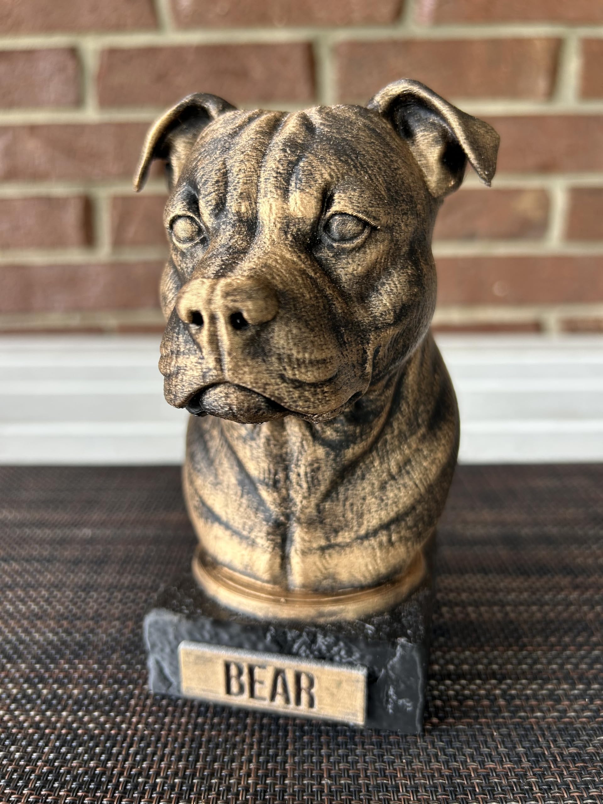 Personalized name tag option for Staffordshire Bull Terrier bust