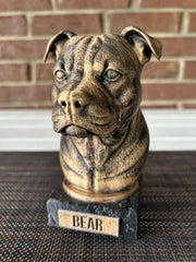Personalized name tag option for Staffordshire Bull Terrier bust