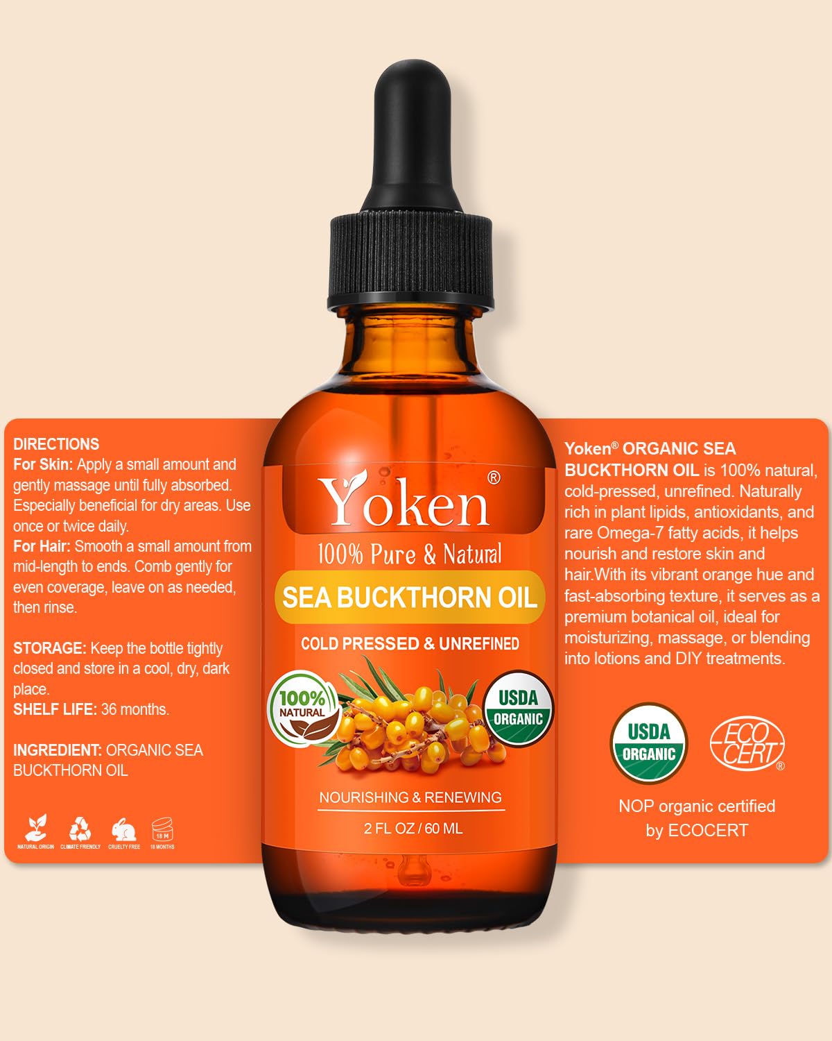 Staining precaution for light fabrics when applying sea buckthorn oil