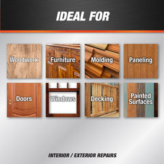 Latex-based wood filler can be planed cut drilled and nailed