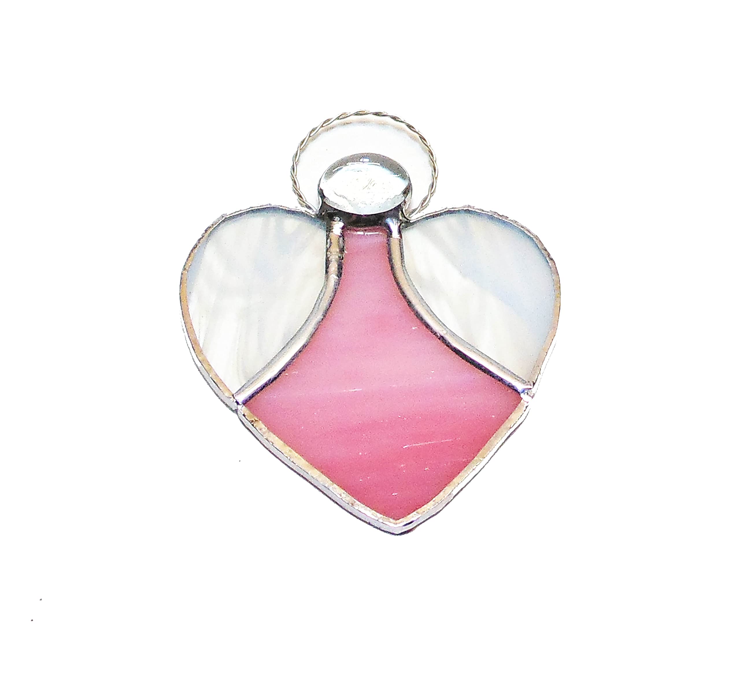 Stained glass angel ornament with white wings