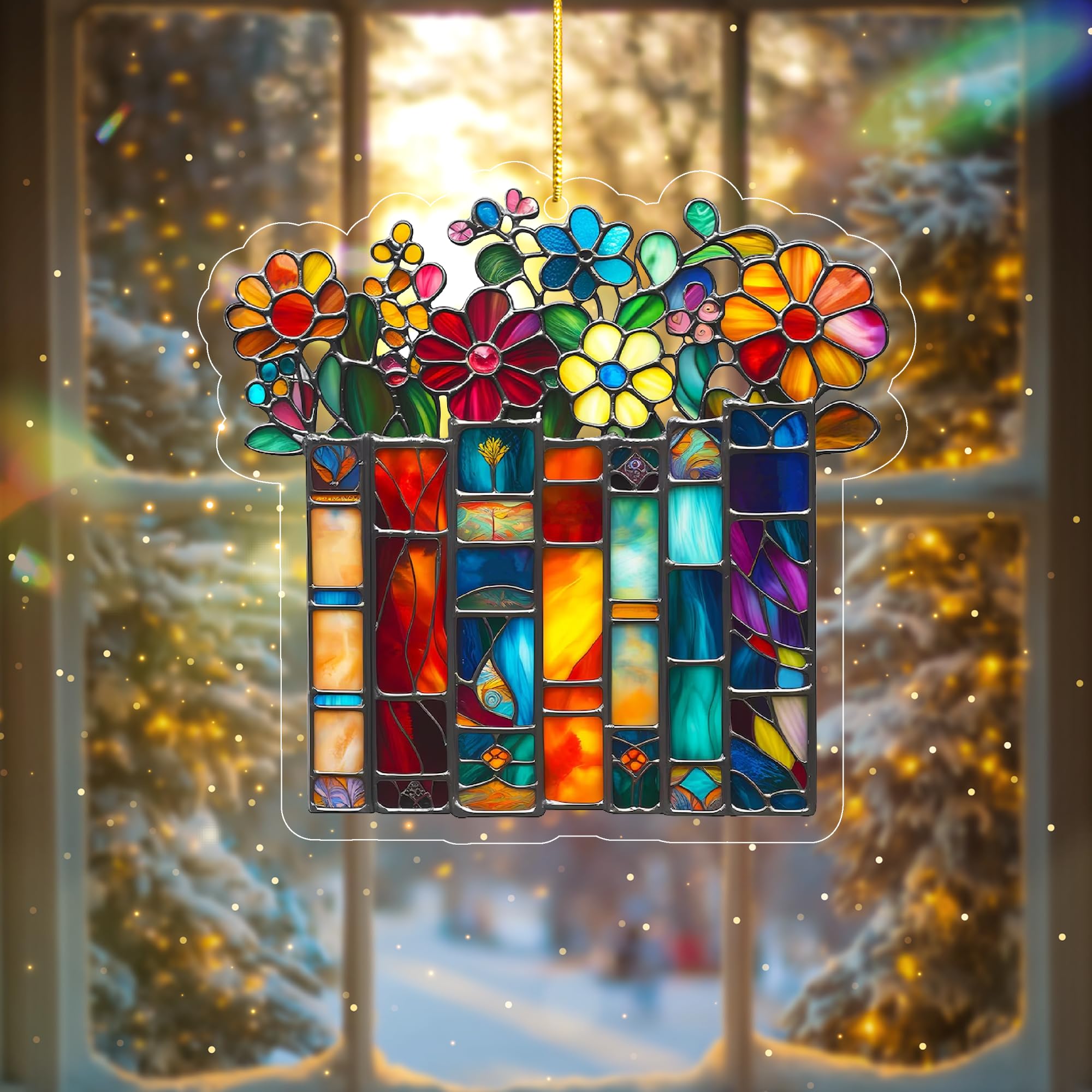 Stained Glass Look Book Ornament Book Tree display