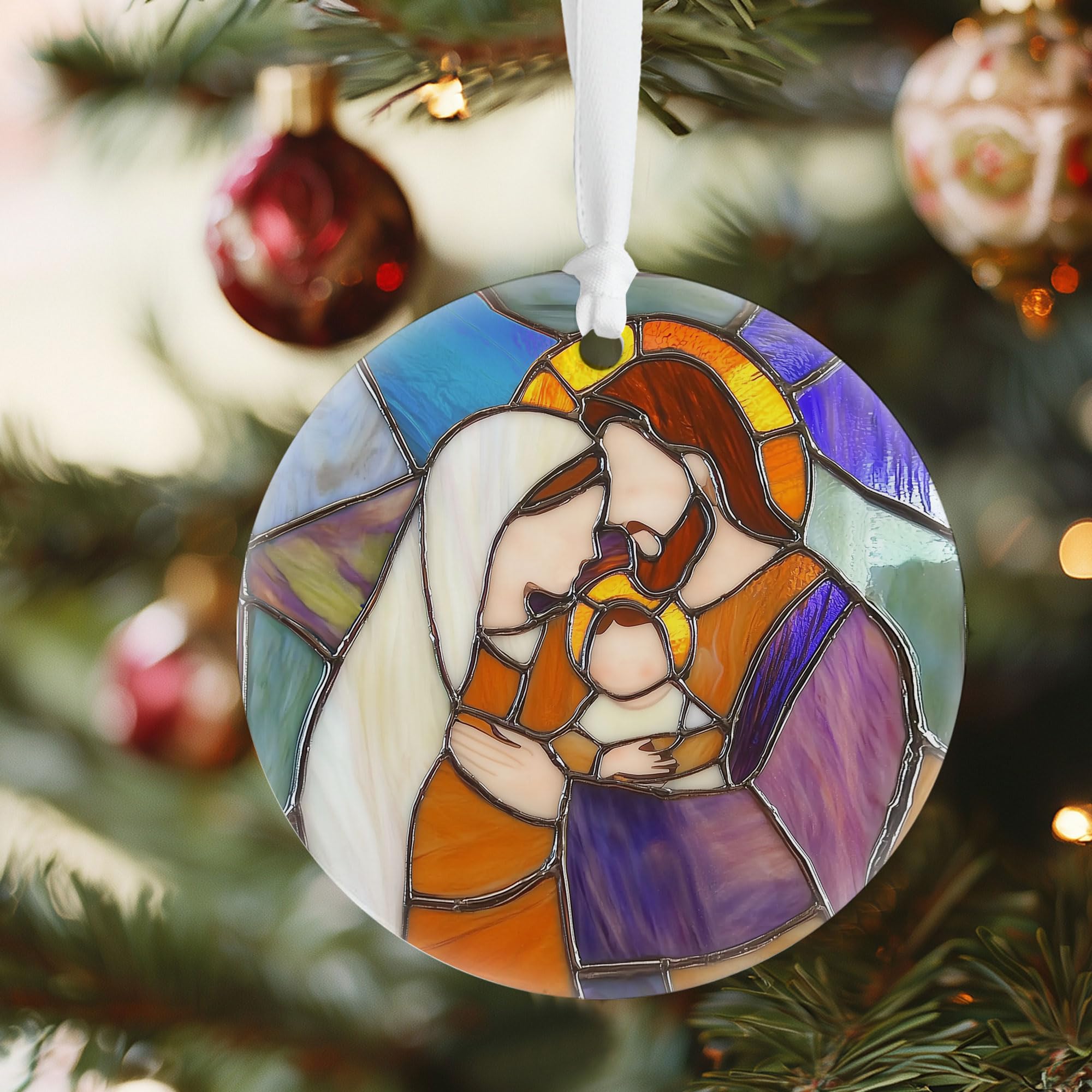 Gold and white string for hanging nativity ornament