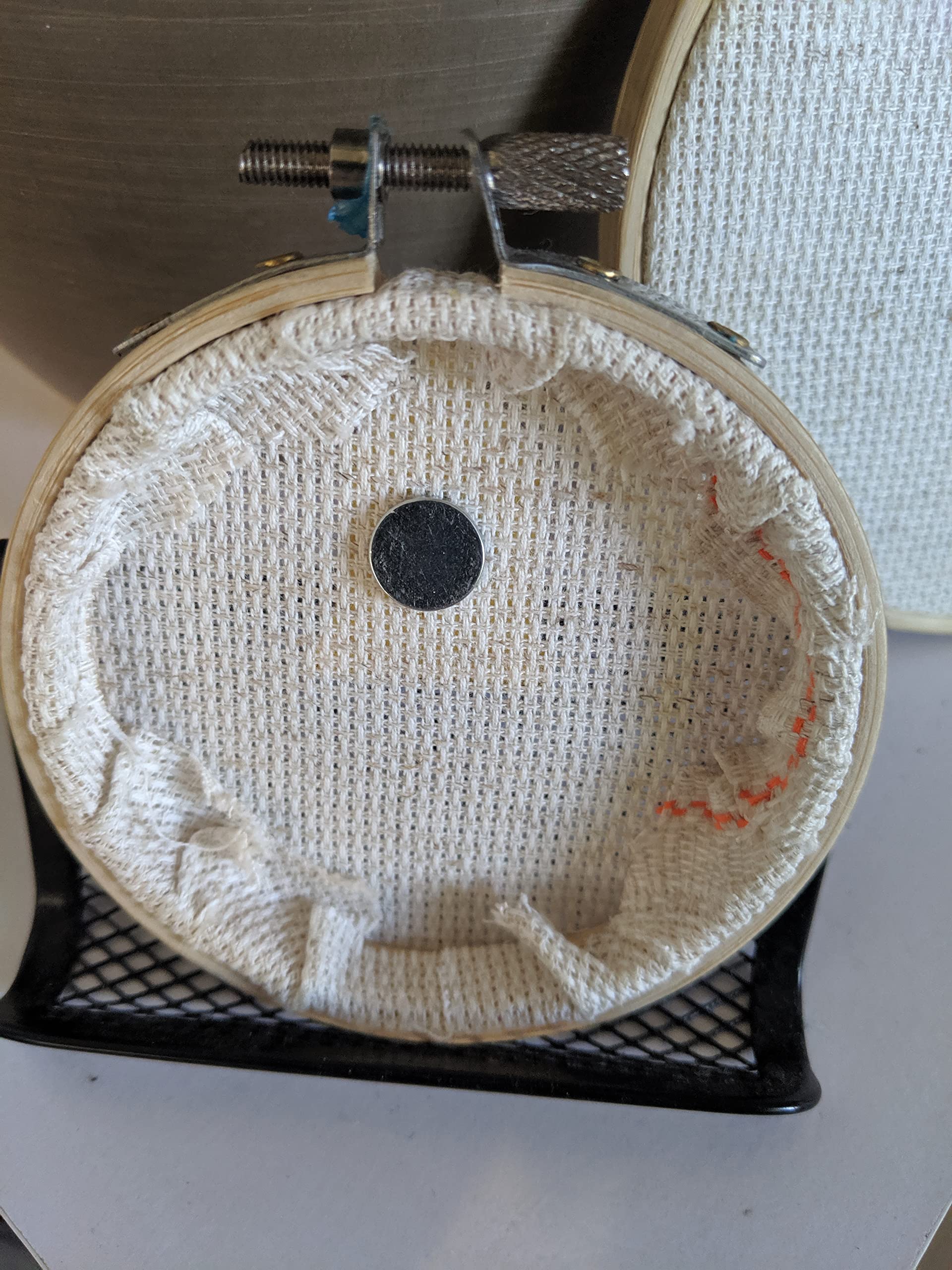 Product image of Stained Glass Rose Needle Minder magnets and hoop