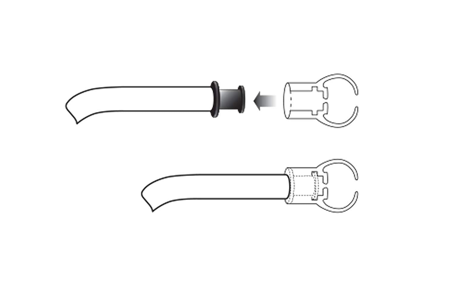 Stainless binaurals and silicone eartips on clinician headset