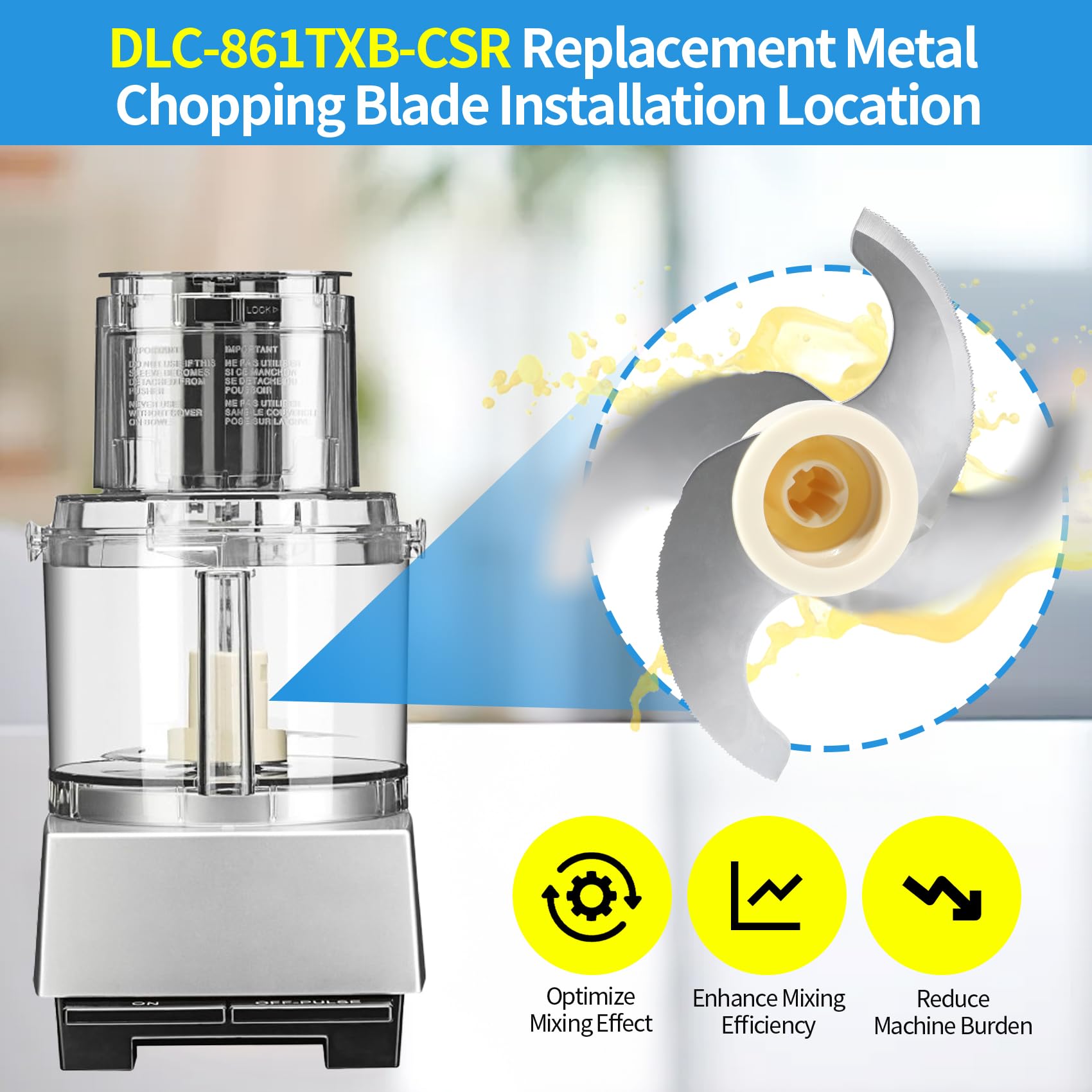 Easy install replacement blade for 11-Cup food processors