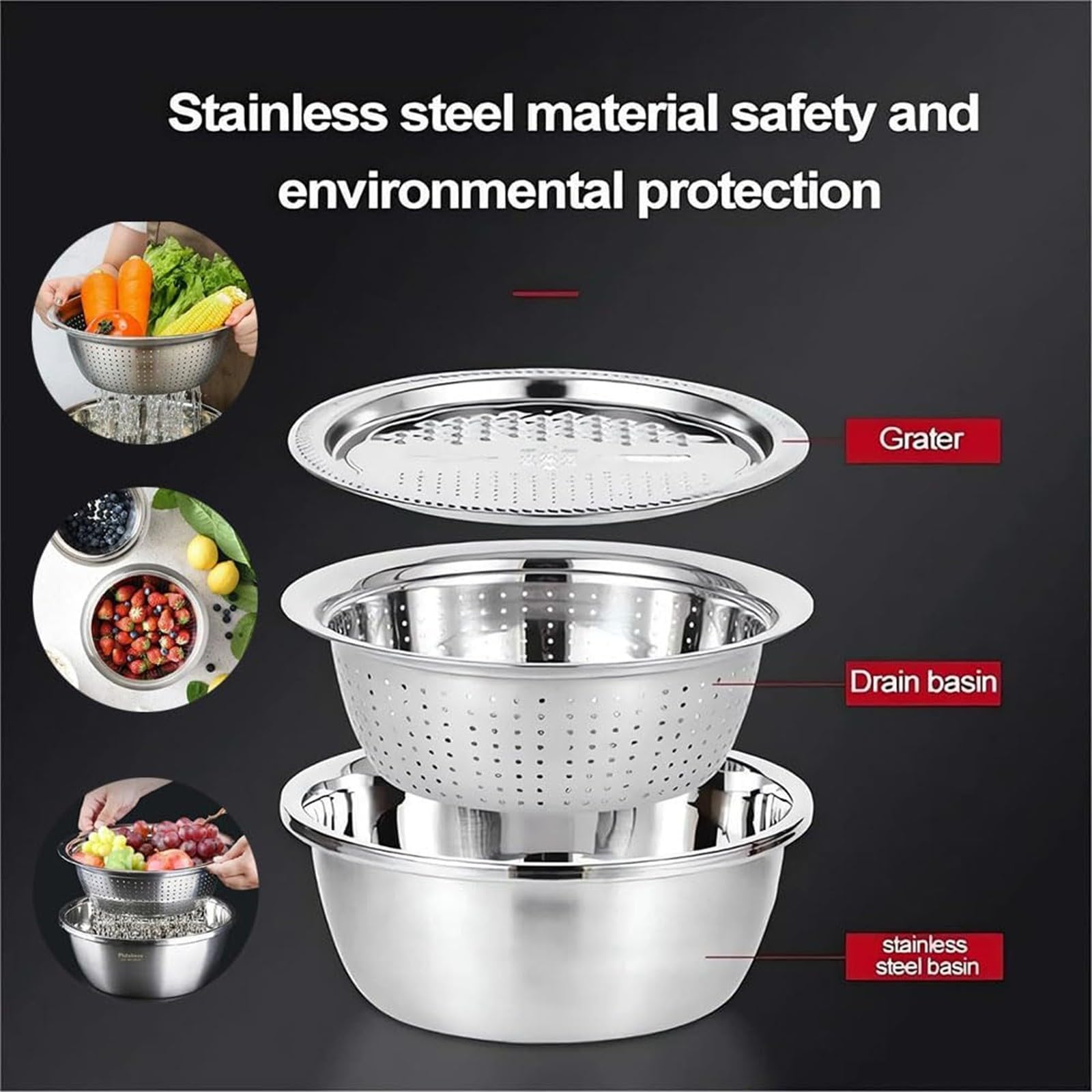 Stainless steel basin with silver finish