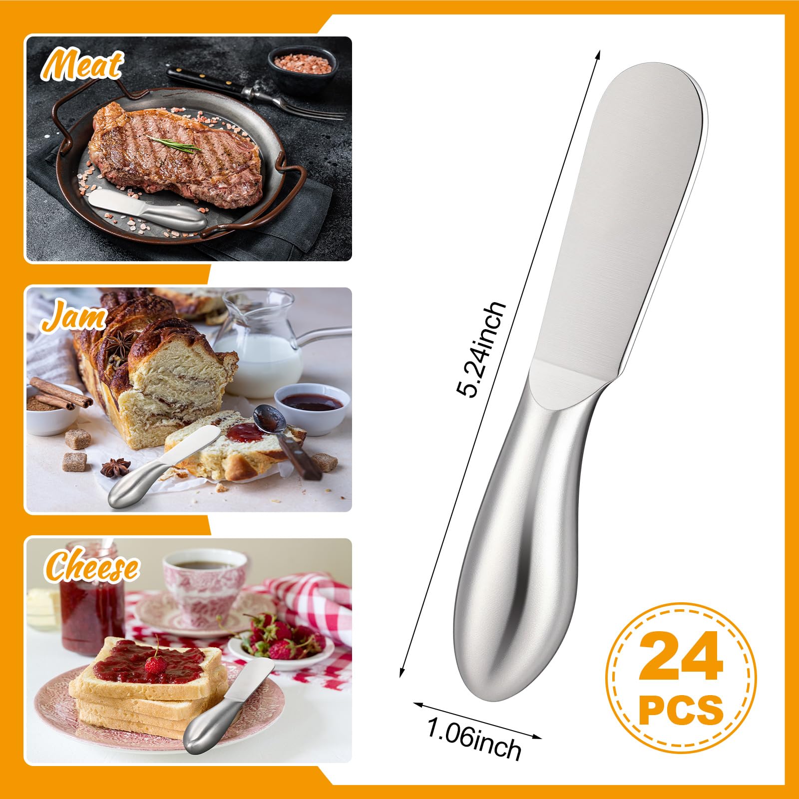 24-piece spreader knives for butter jam and cream cheese