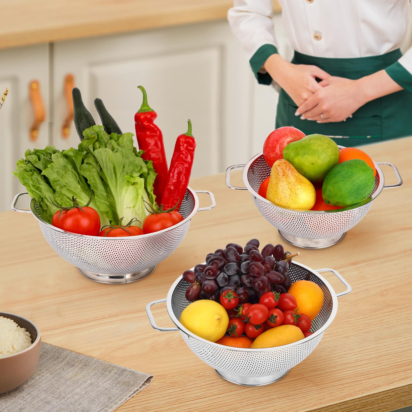 Smooth edged colander easy cleaning and safe handling