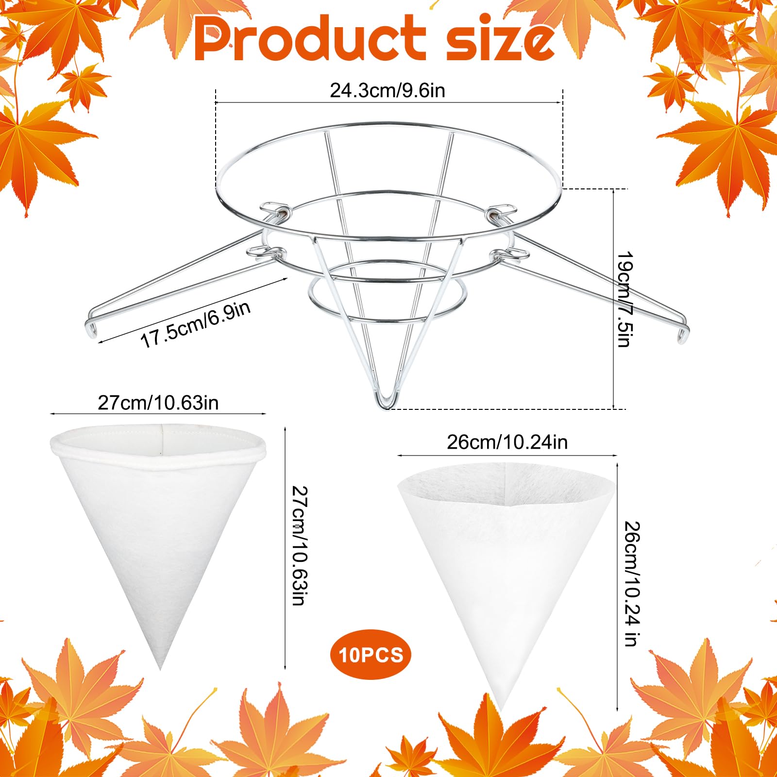 Stainless steel cone stand detail for maple syrup filter set