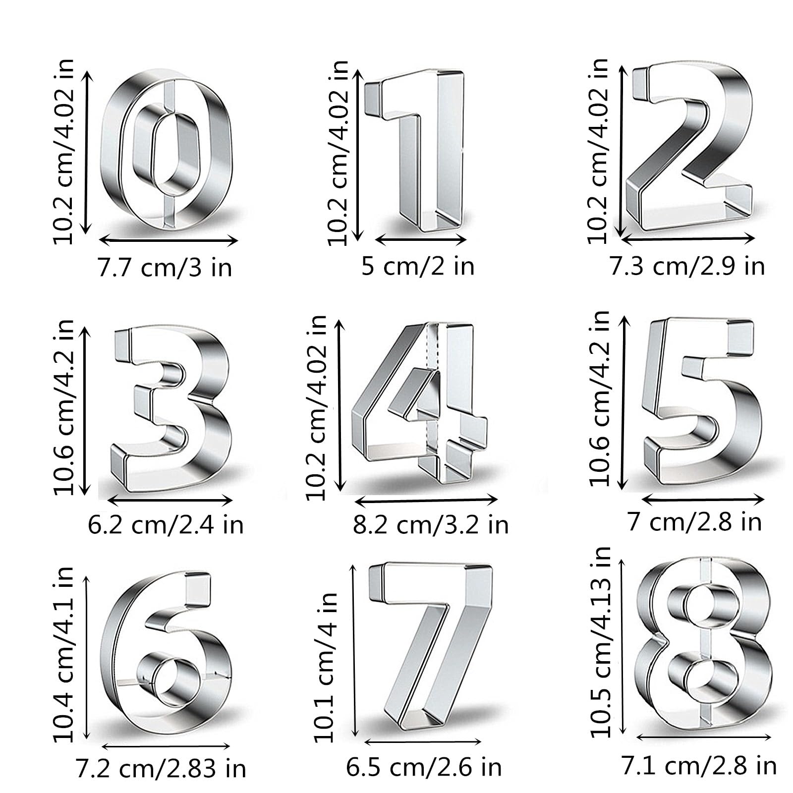 fondant cutters 0 to 8 for baking and decorating