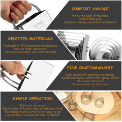 Food grade stainless steel cookie cutters for baking with handle