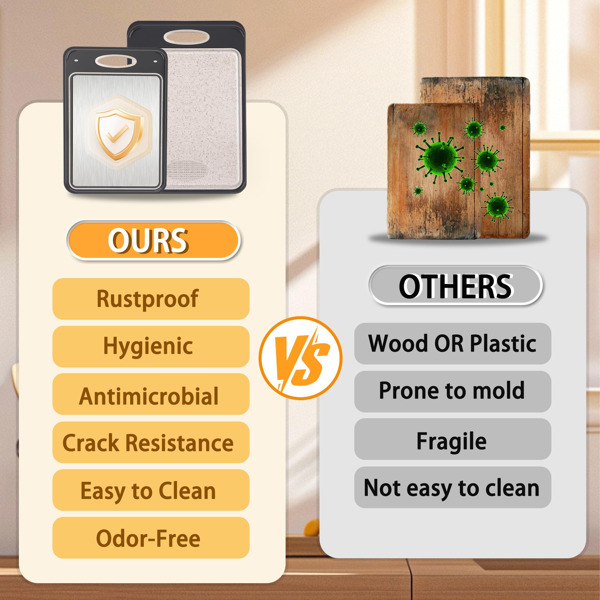 stainless steel cutting board with juice groove for mess free chopping