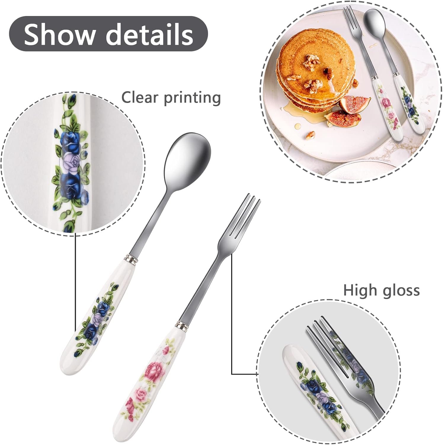 Stainless steel 304 flatware with durable ceramic handles