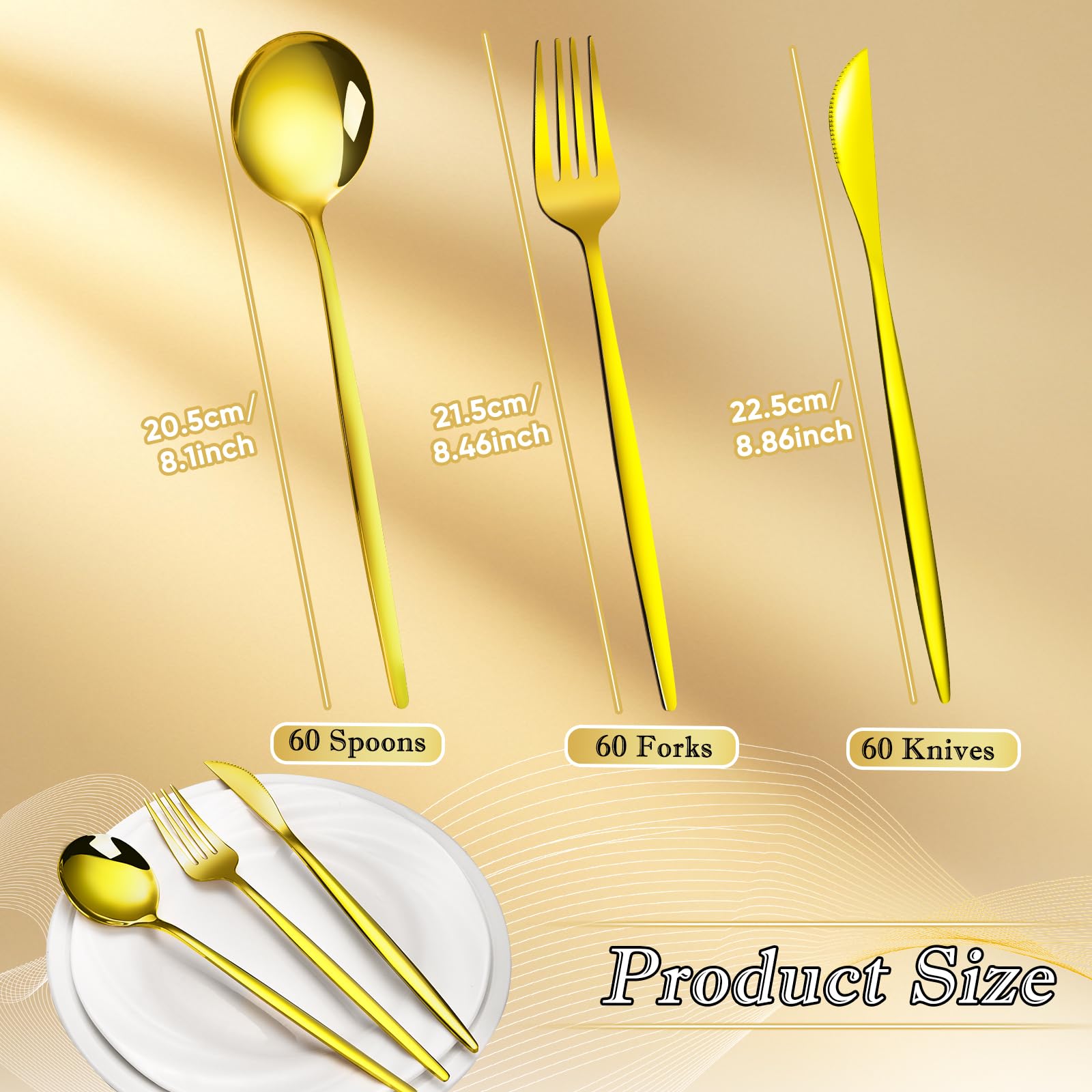 60 forks in gold finish stainless steel cutlery