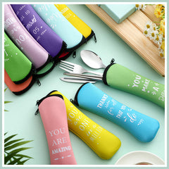 Knife spoon fork and chopsticks in each set
