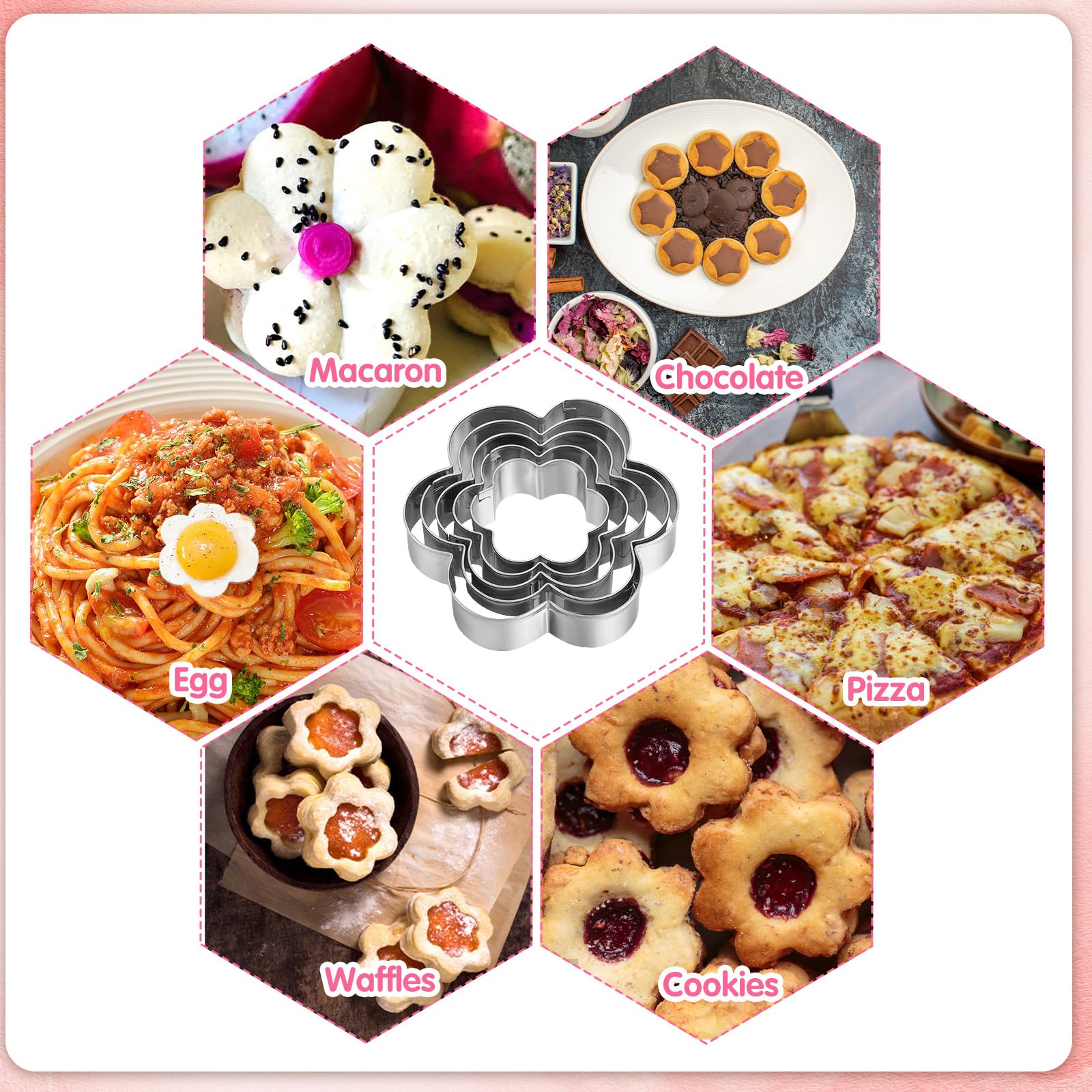 Flower cookie cutter set silver finish stainless steel
