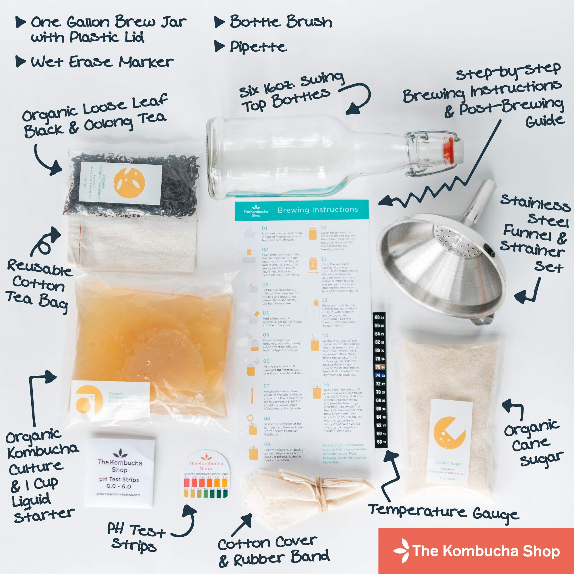 Stainless steel funnel and strainer included in kit image
