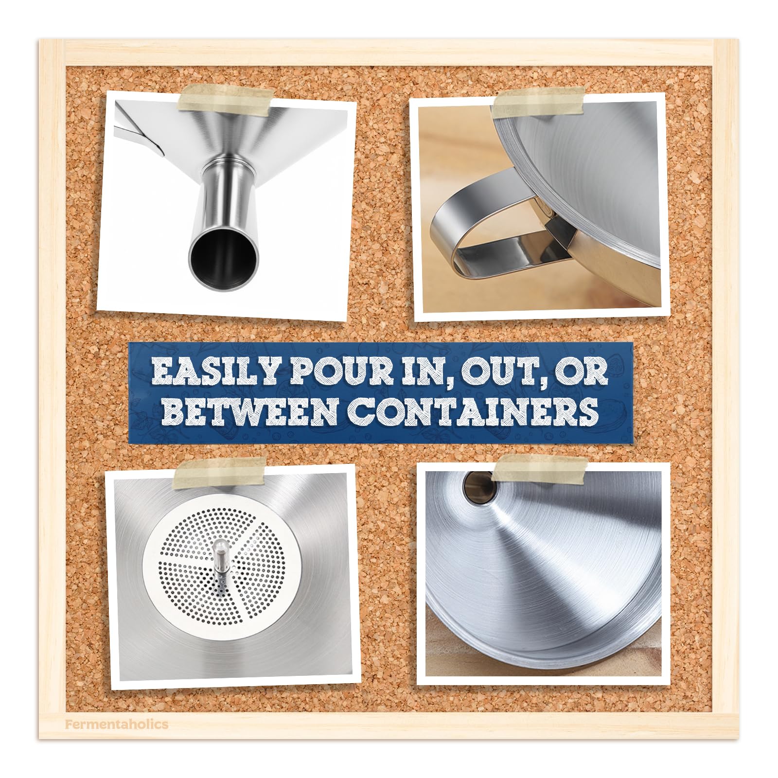 Attached handle for hanging storage funnel