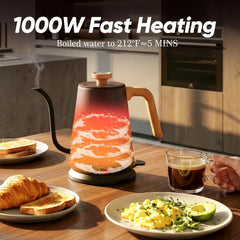 Stainless steel water-contact surface gooseneck kettle 1-0l