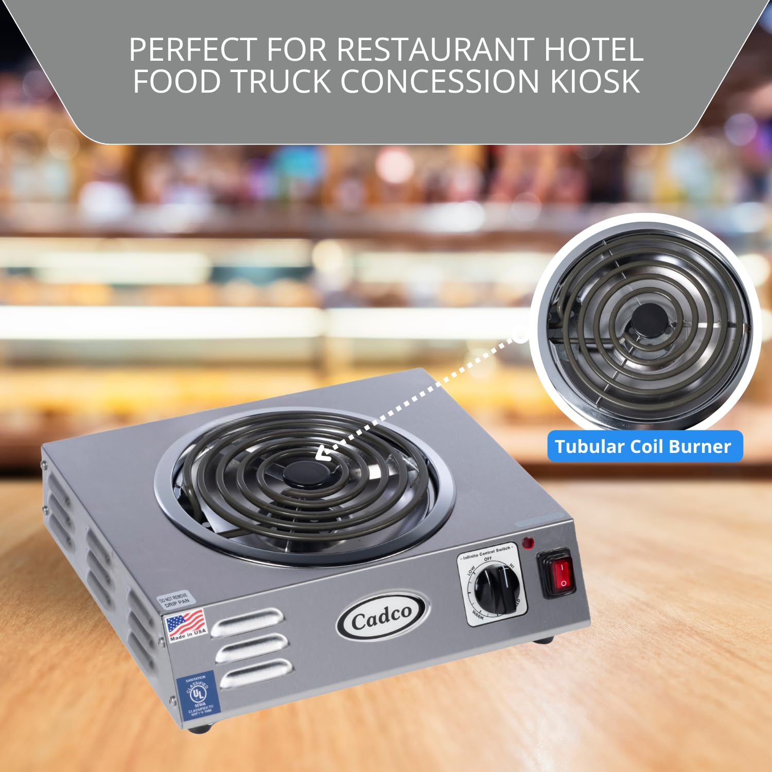 Portable Cadco CSR-3T with non-skid feet on stainless steel base