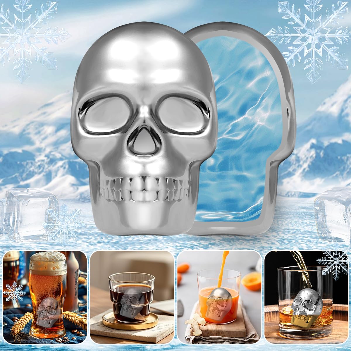 Bar accessory skull head whisky stones used for drinks