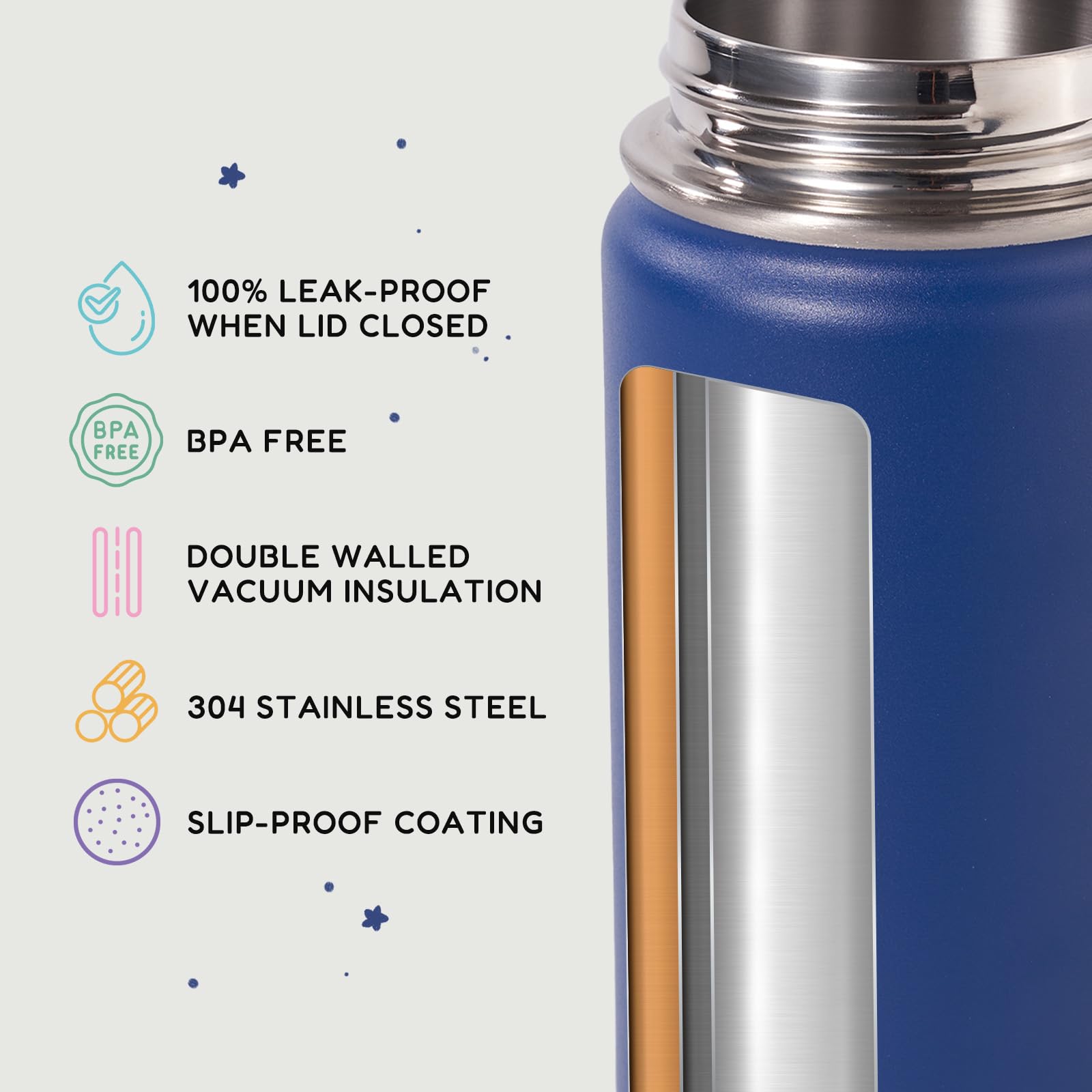 Leak-proof 12oz kids water bottle BPA-free blue