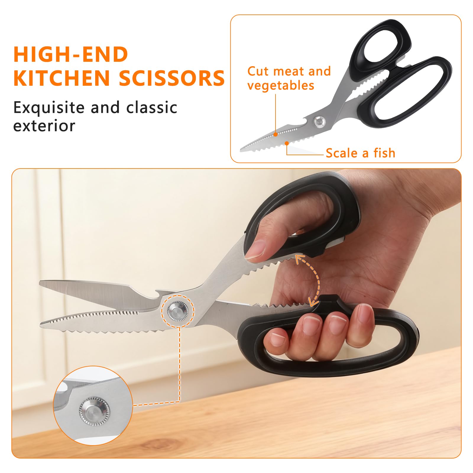 ergonomic hinge design on kitchen shears