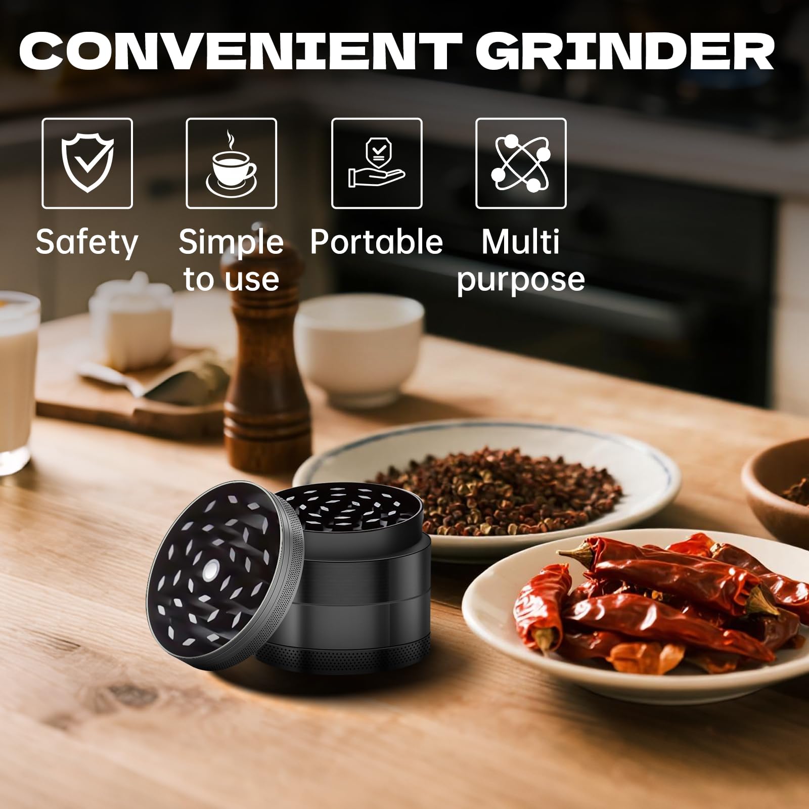 Stainless steel alloy grinder utensil 2.5-inch