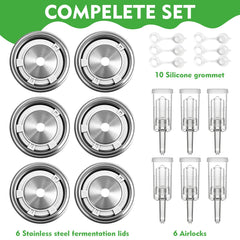 Stainless steel lids with airlocks for mason jars