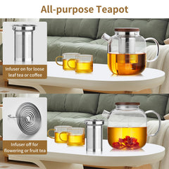 Stovetop and microwave safe glass teapot 40oz