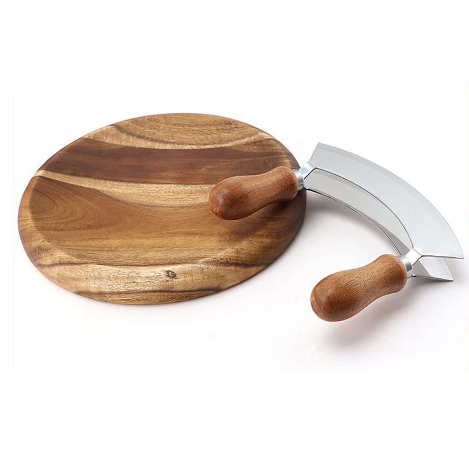 Chopping and slicing on curved round board