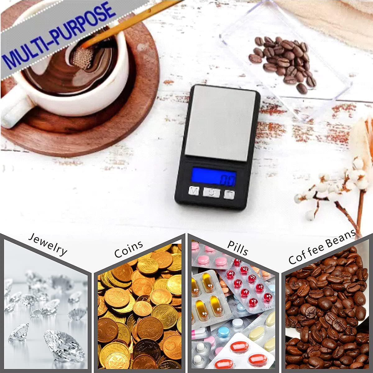 Includes 1 mini scale 1 tray and two AAA batteries