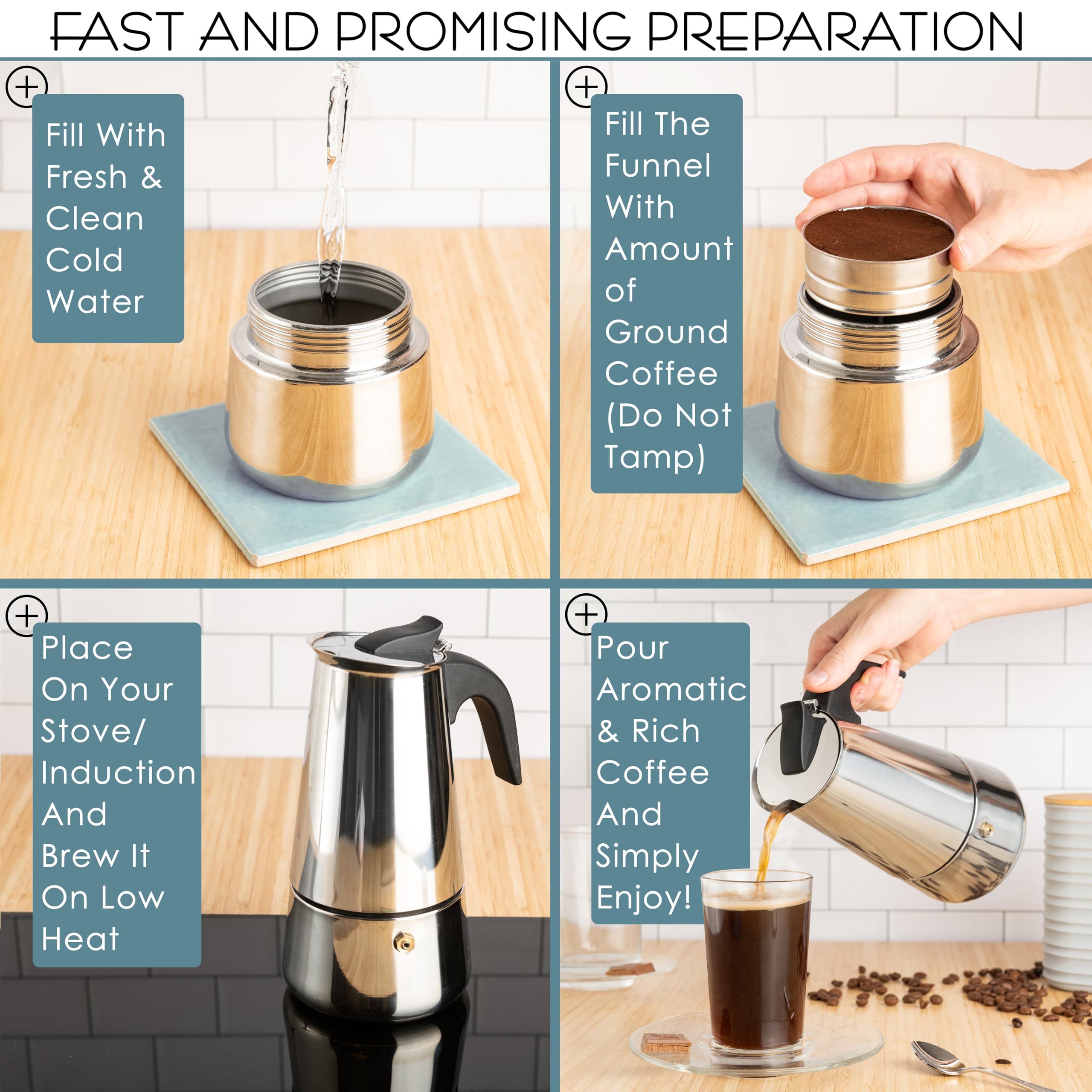 Stovetop espresso maker for gas electric ceramic stoves Mixpresso