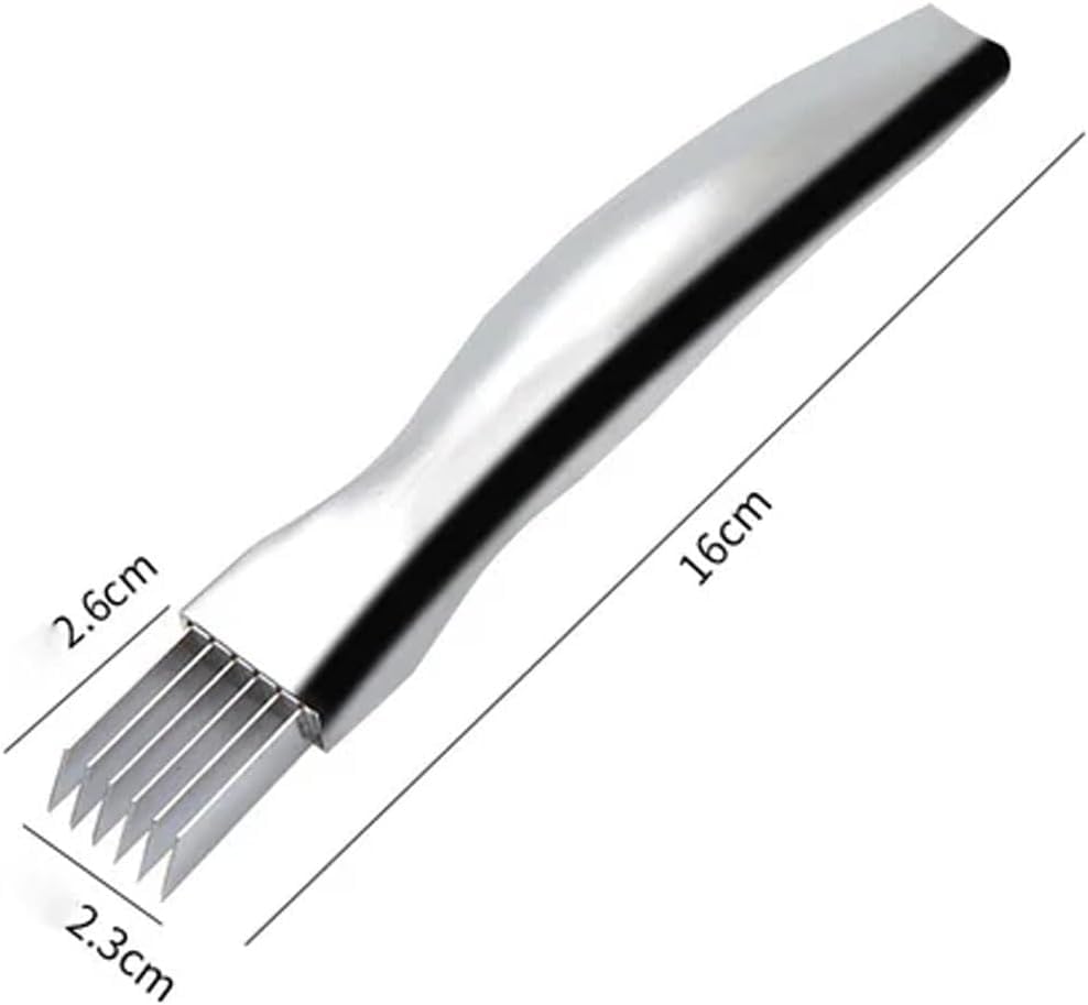 Stainless steel onion cutter blade close up