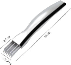 Stainless steel onion cutter blade close up