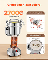 Stainless steel pulverizer chamber of VEVOR grinder