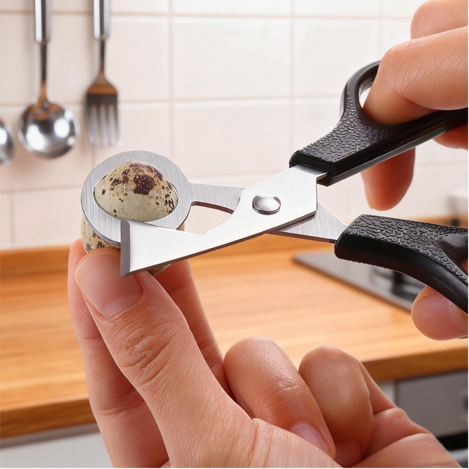 Stainless steel quail egg scissors with anti-slip ABS handles