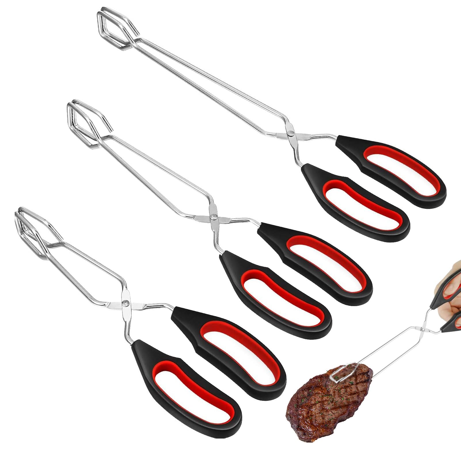 Stainless Steel Scissor Tongs 9.25in silicone grip